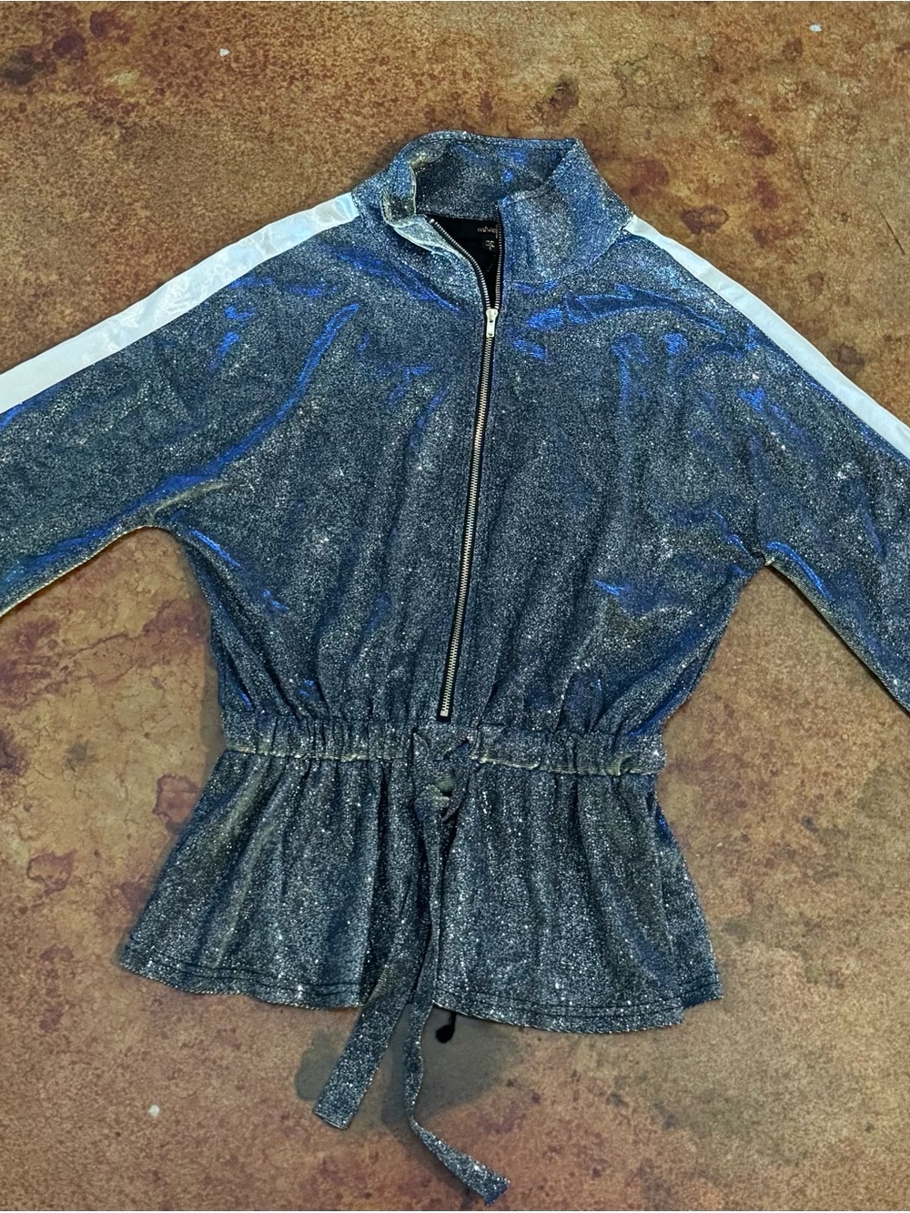 Ontwelfth by Twelve Sparkle Half-Zip Bomber Jacket - Navy